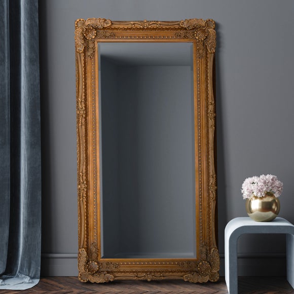 Carved Louis Rectangle Full Length Wall Mirror - image 1