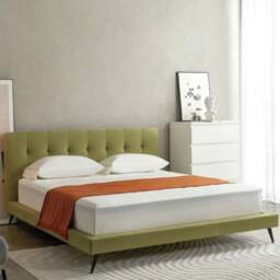 Tyron Bed Frame, Velvet - thumbnail 1