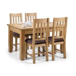 Astoria 4-6 Seater Rectangular Extendable Dining Table with 4 Chairs, Solid Oak