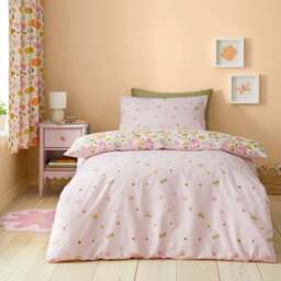 Butterfly Floral 100% Cotton Duvet Cover & Pillowcase Set - thumbnail 2