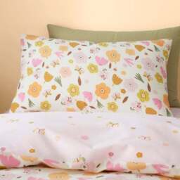 Butterfly Floral 100% Cotton Duvet Cover & Pillowcase Set - thumbnail 3