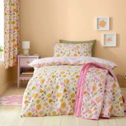 Butterfly Floral 100% Cotton Duvet Cover & Pillowcase Set - thumbnail 1