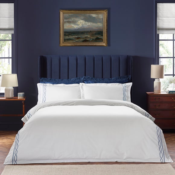 Dorma Coastal Embroidery 100% Cotton Duvet Cover & Pillowcase Set - image 1