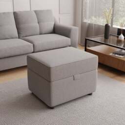 Baxter Textured Weave Storage Footstool - thumbnail 1