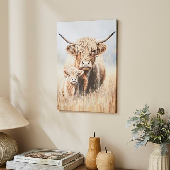 Highland Cow & Baby Canvas - image 1