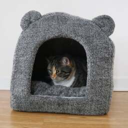 Rosewood Grey Bear Cat Bed - thumbnail 1