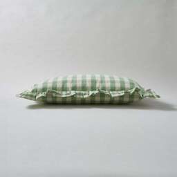 Frilled Gingham Cushion Green - thumbnail 3