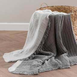 Reversible Muslin Cotton Throw Blanket - thumbnail 1