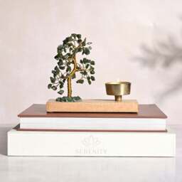 Serenity Green Jade Gemstone Tree Tealight Holder - thumbnail 1