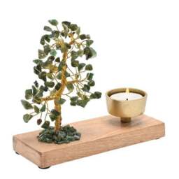 Serenity Green Jade Gemstone Tree Tealight Holder - thumbnail 2