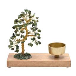 Serenity Green Jade Gemstone Tree Tealight Holder - thumbnail 4