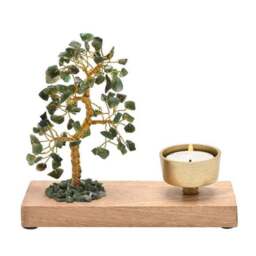 Serenity Green Jade Gemstone Tree Tealight Holder - thumbnail 3