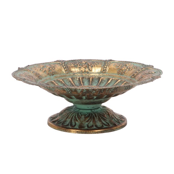 Fallen Fruits Fleur De Lis Antique Metal Bird Bath Bowl