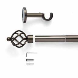 Caged Ball Extendable Metal Eyelet Curtain Pole - thumbnail 2