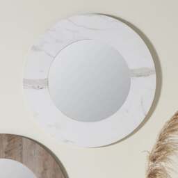 Marble Veneer Round Wall Mirror - thumbnail 1