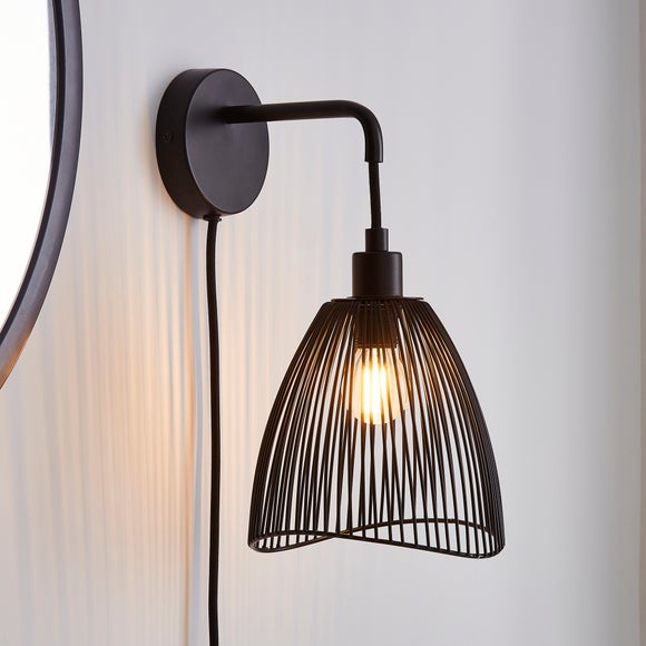 Elements Jaula Rattan Plug In Wall Light - image 1