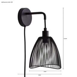Elements Jaula Rattan Plug In Wall Light - thumbnail 6