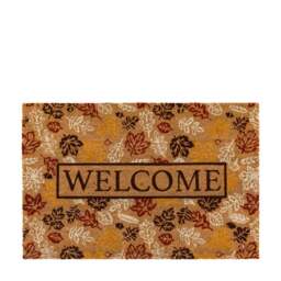 Cedar and Sage Warm Autumnal Printed Leaves Welcome Coir Doormat - thumbnail 1