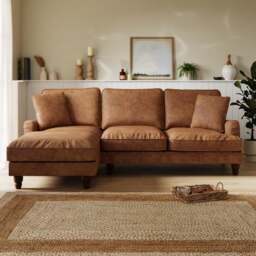 Beatrice Relaxed Faux Leather Corner Chaise Sofa - thumbnail 1