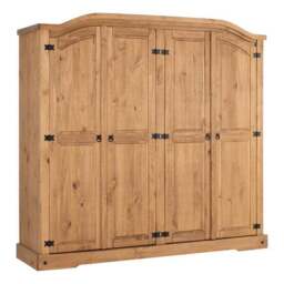 Corona 4 Door Wardrobe, Pine - thumbnail 2