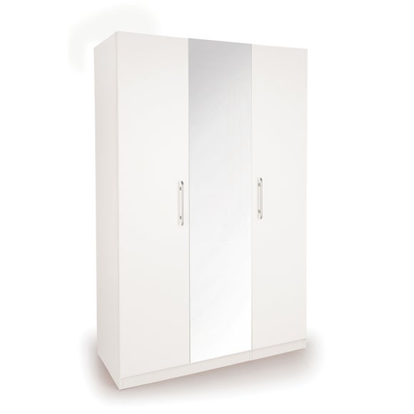 Acton Triple Wardrobe, White & Mirrored - image 1