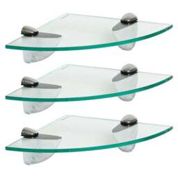 Set of 3 Harbour Housewares Glass Corner Shelves, 20cm - thumbnail 3