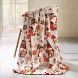 Catherine Lansfield Woodland Gnomes Throw Blanket 130cm x 170cm - thumbnail 1