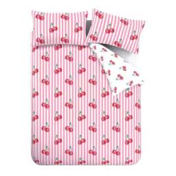 Catherine Lansfield Disco Cherries Stripes Polycotton Duvet Cover & Pillowcase Set - thumbnail 5