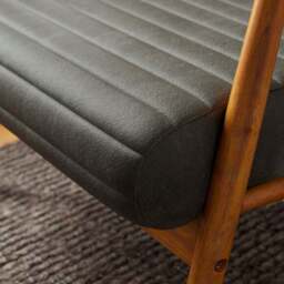 Quinn Faux Leather Wooden Arm Accent Chair - thumbnail 4