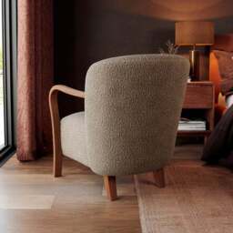 Clara Fluffy Sherpa Wooden Arm Accent Chair - thumbnail 2