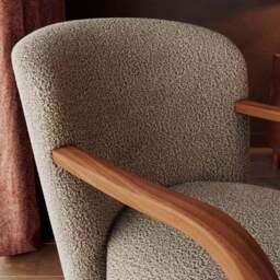 Clara Fluffy Sherpa Wooden Arm Accent Chair - thumbnail 3