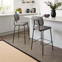 Barker Counter Height Barstool, Faux Leather - thumbnail 2