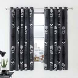 Catherine Lansfield Reversible Skulls Eyelet Curtains - thumbnail 2