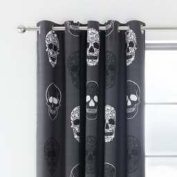 Catherine Lansfield Reversible Skulls Eyelet Curtains - thumbnail 1