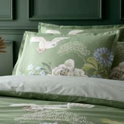 Cranes Floral 100% Cotton Oxford Pillowcase
