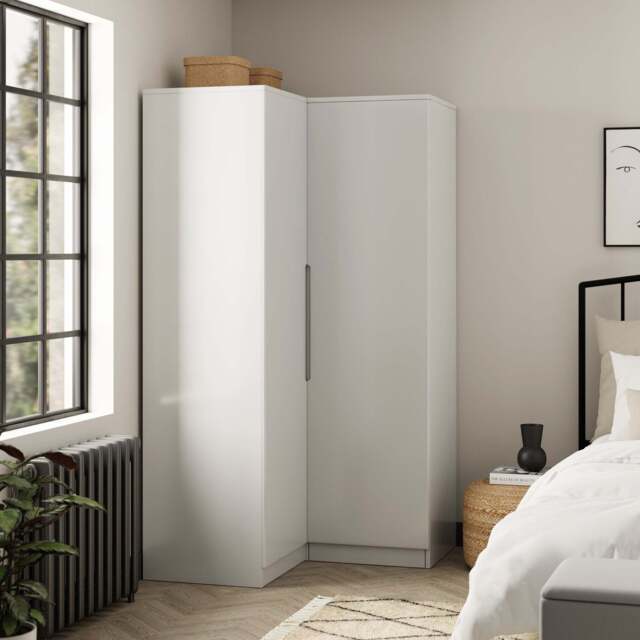 Larson Corner Wardrobe White