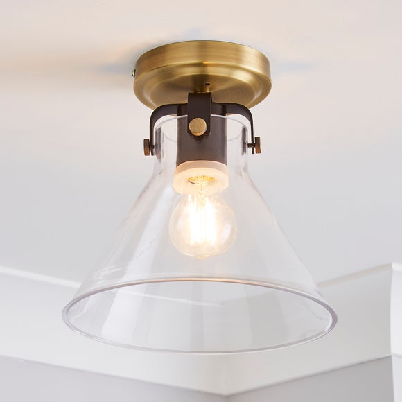 Paulson Antique Brass Bathroom Flush Ceiling Light - image 1