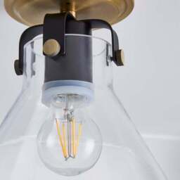 Paulson Antique Brass Bathroom Flush Ceiling Light - thumbnail 3