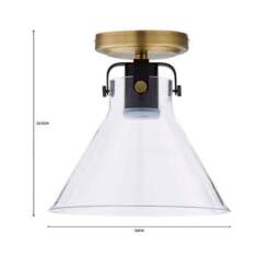 Paulson Antique Brass Bathroom Flush Ceiling Light - thumbnail 6