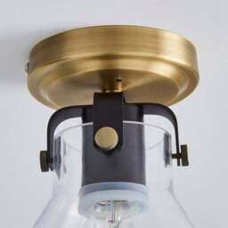 Paulson Antique Brass Bathroom Flush Ceiling Light - thumbnail 4