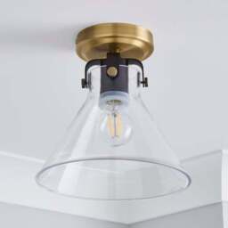 Paulson Antique Brass Bathroom Flush Ceiling Light - thumbnail 2