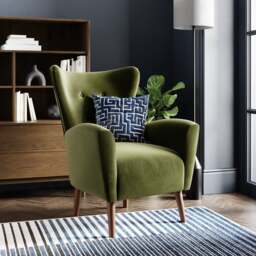 Sven Modern Velvet Wing Chair - thumbnail 1