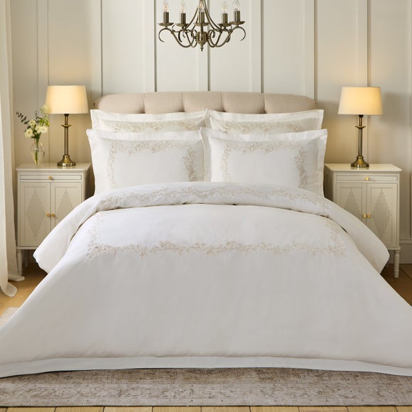 Dorma Camerelle Embroidery 100% Cotton Sateen Duvet Cover & Pillowcase Set - image 1