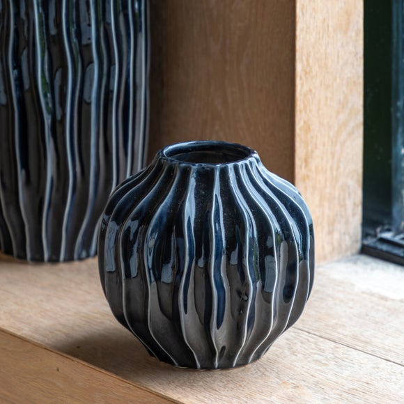 Cedar & Sage Organic Ribbed Ceramic Vase - image 1