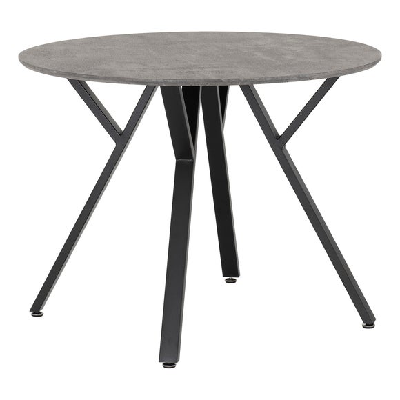 Athens 4 Seater Round Dining Table, Grey Concrete Effect - image 1