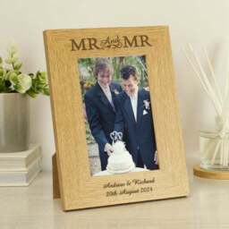 Personalised Mr and Mr Oak Finish Photo Frame - thumbnail 2