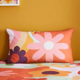 Retro Floral Polycotton Duvet Cover & Pillowcase Set - thumbnail 2