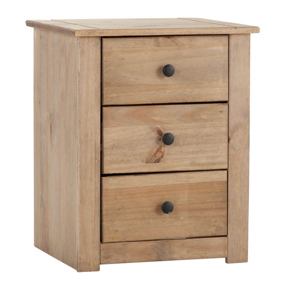 Panama 3 Drawer Bedside Table, Pine
