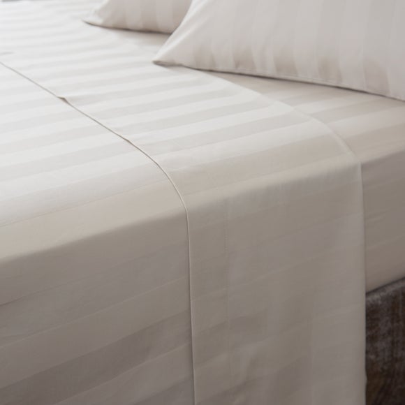 Hotel White Stripe 230 Thread Count 100% Cotton Flat Sheet