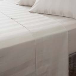 Hotel White Stripe 230 Thread Count 100% Cotton Flat Sheet
